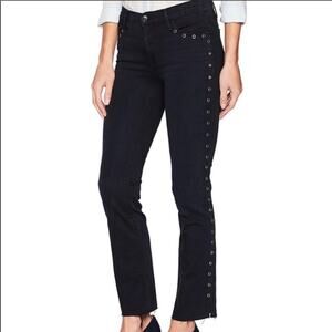 NWT Black Orchid Bardot straight fray grommets raw edge jeans‎ sz 25